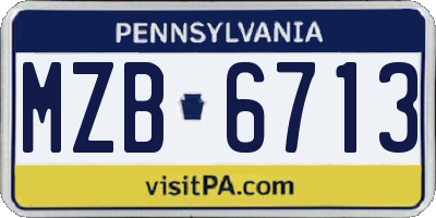 PA license plate MZB6713