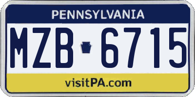 PA license plate MZB6715