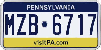 PA license plate MZB6717