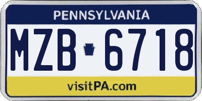 PA license plate MZB6718