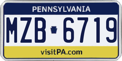 PA license plate MZB6719