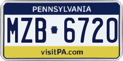 PA license plate MZB6720