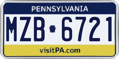 PA license plate MZB6721