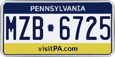 PA license plate MZB6725