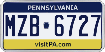PA license plate MZB6727