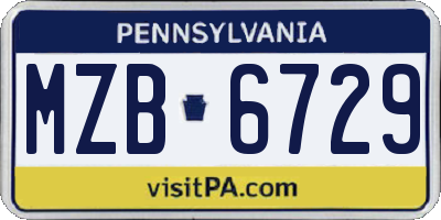 PA license plate MZB6729