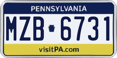 PA license plate MZB6731