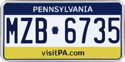 PA license plate MZB6735
