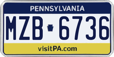 PA license plate MZB6736