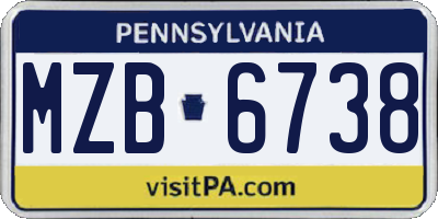 PA license plate MZB6738