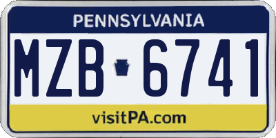 PA license plate MZB6741