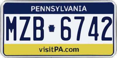 PA license plate MZB6742