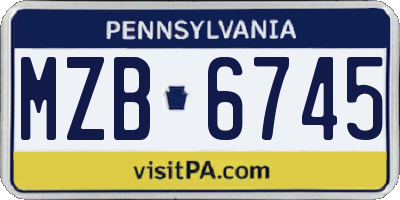 PA license plate MZB6745