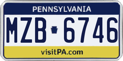 PA license plate MZB6746