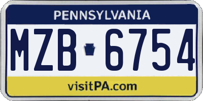 PA license plate MZB6754