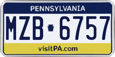 PA license plate MZB6757