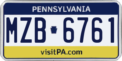 PA license plate MZB6761