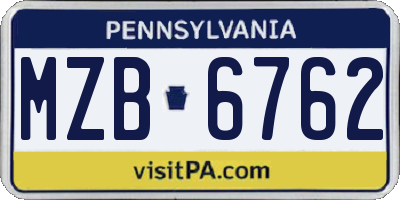 PA license plate MZB6762