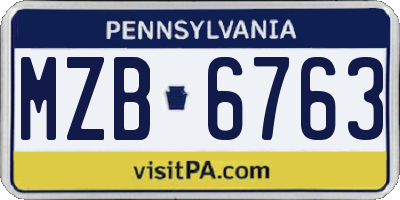 PA license plate MZB6763