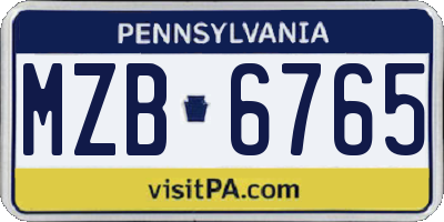 PA license plate MZB6765