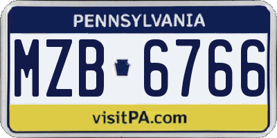 PA license plate MZB6766