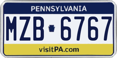 PA license plate MZB6767