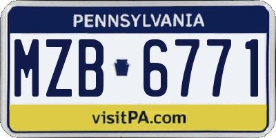 PA license plate MZB6771
