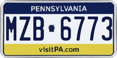 PA license plate MZB6773
