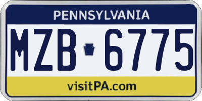 PA license plate MZB6775