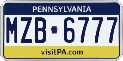 PA license plate MZB6777