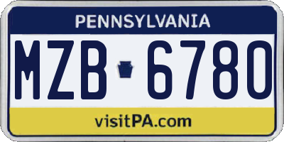 PA license plate MZB6780