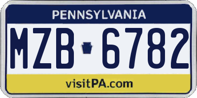 PA license plate MZB6782