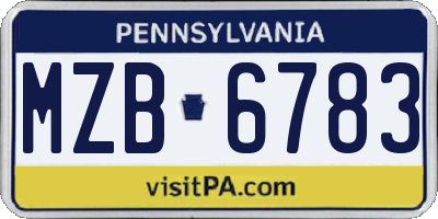 PA license plate MZB6783