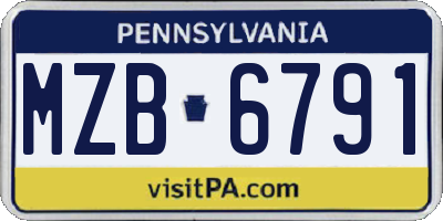 PA license plate MZB6791