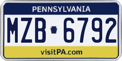 PA license plate MZB6792