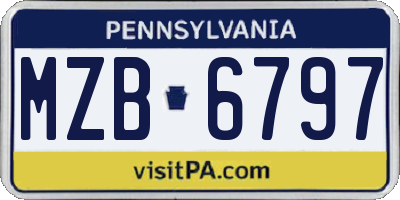 PA license plate MZB6797