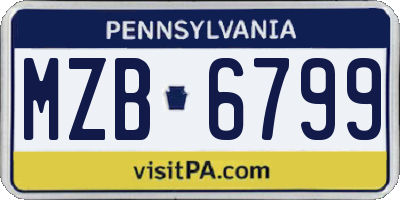 PA license plate MZB6799