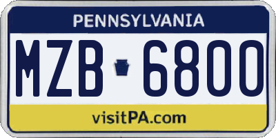 PA license plate MZB6800