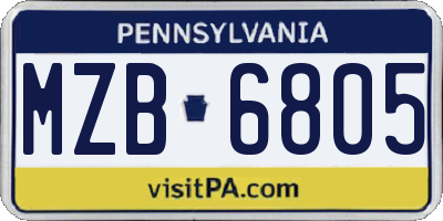 PA license plate MZB6805