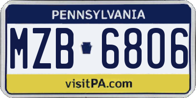 PA license plate MZB6806