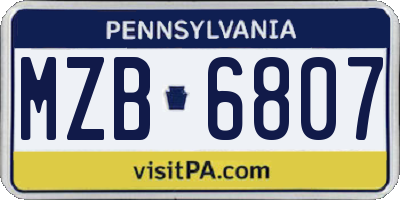 PA license plate MZB6807