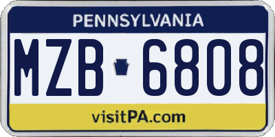 PA license plate MZB6808