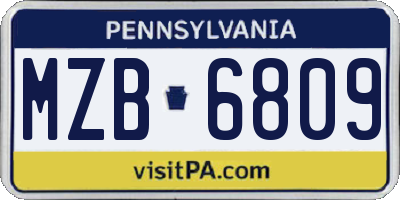 PA license plate MZB6809
