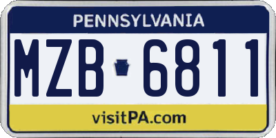 PA license plate MZB6811