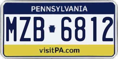 PA license plate MZB6812