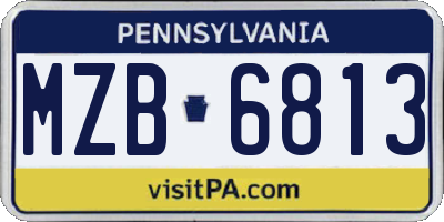 PA license plate MZB6813