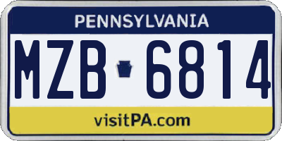 PA license plate MZB6814