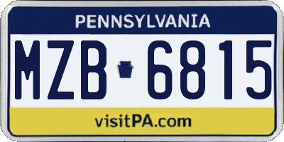 PA license plate MZB6815