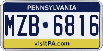 PA license plate MZB6816