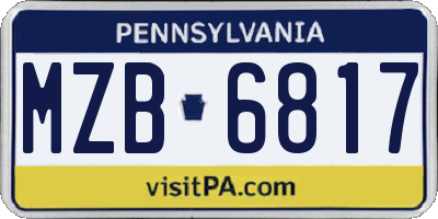 PA license plate MZB6817